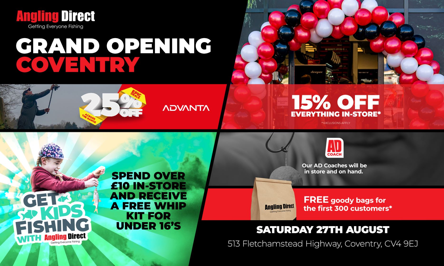 JOIN US for the Grand Opening Celebrations of Angling Direct Coventry