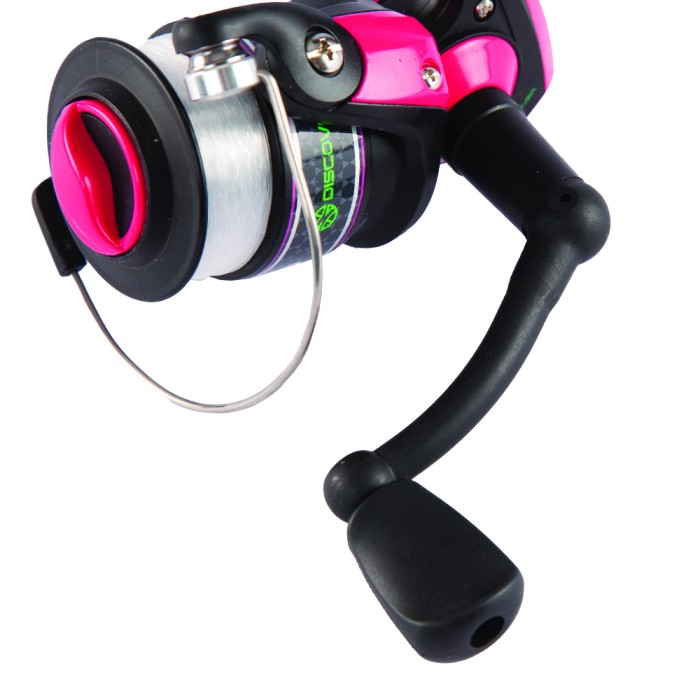 Discover Neo-Fish Junior Fishing Rod & Reel Combo Pink Reel Close Up